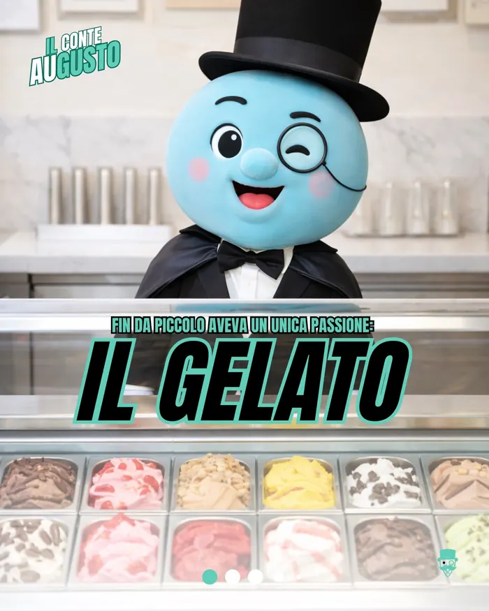Tavola 3 del fumetto: il Conte Augusto da bambino davanti al banco dei gelati